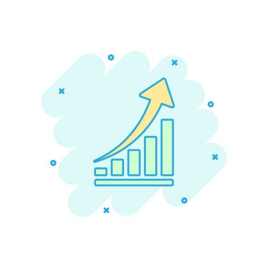 Çizgi roman gibi vektör karikatür grafik ikonu. Çizim çizelgesi çizelgesi oluştur. Arttır ok iş sıçrama etkisi kavramını.