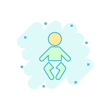 Çizgi film bebek ikonu gibi komik bir vektör. Çocuk işareti resimli resim. İnsanlar iş dünyasının sıçrama etkisi kavramını.