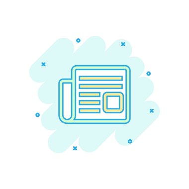 Çizgi roman tarzında vektör karikatür ikonu. Haber işareti resimli resim. Haber işleri sıçrama etkisi konsepti.