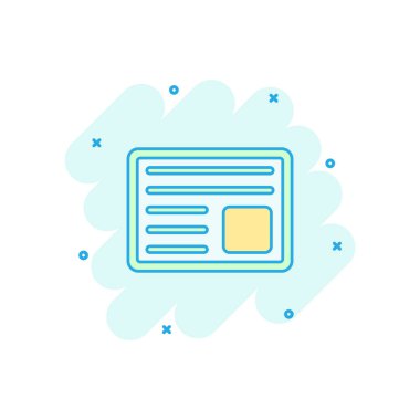 Çizgi roman tarzında vektör karikatür ikonu. Haber işareti resimli resim. Haber işleri sıçrama etkisi konsepti.