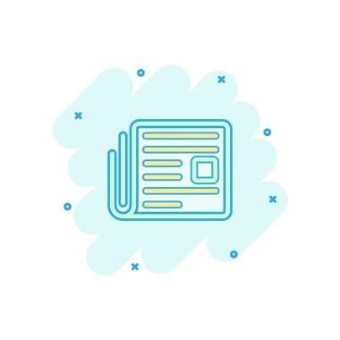 Çizgi roman tarzında vektör karikatür ikonu. Haber işareti resimli resim. Haber işleri sıçrama etkisi konsepti.