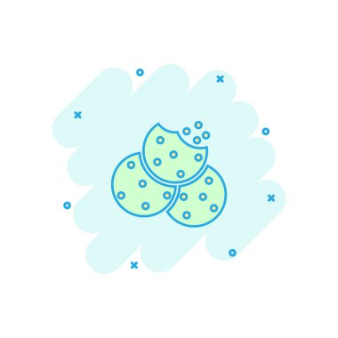 Çizgi roman tarzında vektör karikatür ikonu. Çip bisküvisi resimli resim işareti. Kurabiye işi sıçrama etkisi konsepti.