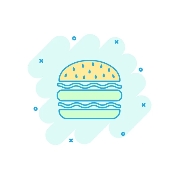 Vector Cartoon Burger Ikone Comic Stil Hamburger Schild Illustration Piktogramm — Stockvektor