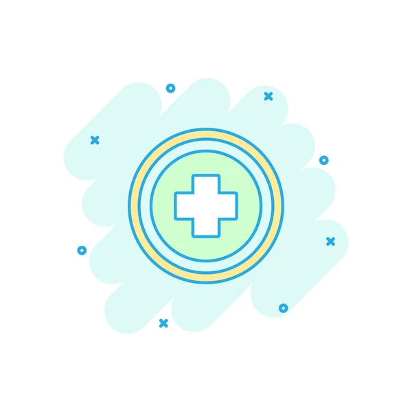 病媒卡通片的医学健康图标在漫画风格 医院加符号图解图 医疗业务飞溅效应概念 — 图库矢量图片