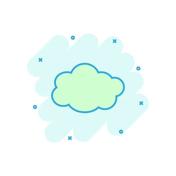 コミックスタイルでベクトル漫画の雲の空のアイコン エアバブルサインイラストピクトグラム クラウドビジネススプラッシュ効果コンセプト — ストックベクタ