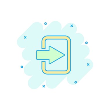 Vektör karikatür giriş kapısı simgesi. Çıkış kapıları konsepti resimli resim. Kapı girişi iş sıçrama etkisi konsepti.