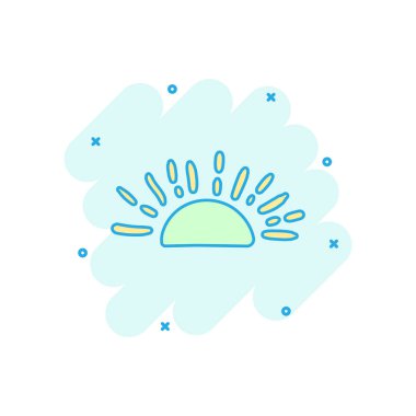 Vektör karikatür el çekilmiş güneş simgesi çizgi roman tarzı. Güneş illüstrasyon piktogram doodle kroki. Handdrawn güneş iş sıçrama etkisi kavramı.