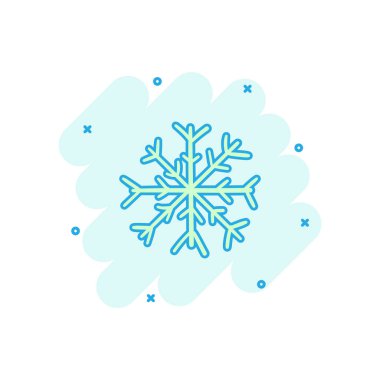 Vektör karikatür el çekilmiş kar tanesi simgesi çizgi roman tarzı. Snow flake kroki çizim piktogram doodle. Handdrawn kış Noel iş sıçrama etkisi kavramı.