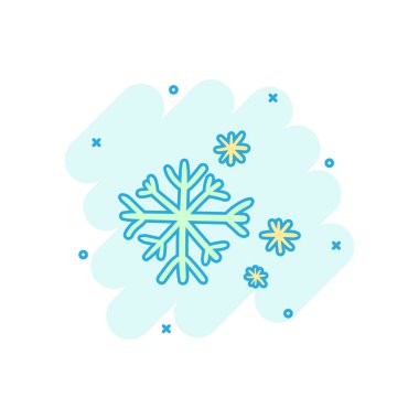 Vektör karikatür el çekilmiş kar tanesi simgesi çizgi roman tarzı. Snow flake kroki çizim piktogram doodle. Handdrawn kış Noel iş sıçrama etkisi kavramı.
