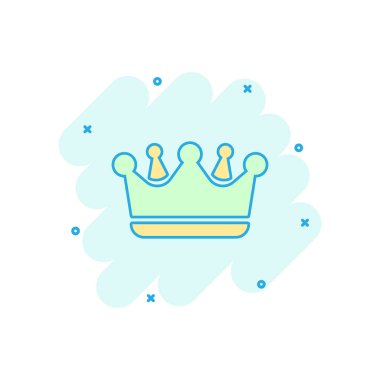 Vector cartoon crown diadem icon in comic style. Royalty crown illustration pictogram. King, princess royalty business splash effect concept.