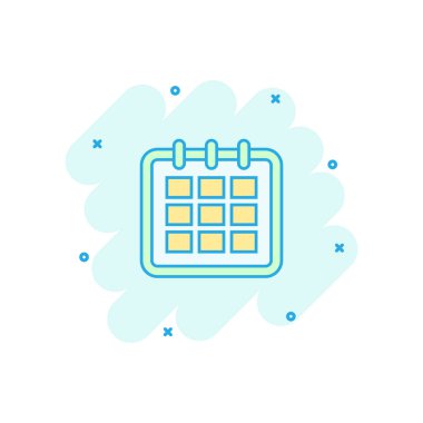 Vektör karikatür takvim gündem simgesi çizgi roman tarzında. Hatırlatma resimli resim. Takvim tarihi sıçrama etkisi kavramı.