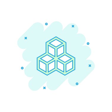 Vektör karikatür engelleme teknolojisi simgesi. Kriptografi bloğu konsepti resim çizimi. Engelleme zinciri algoritması iş sıçrama etkisi kavramı.