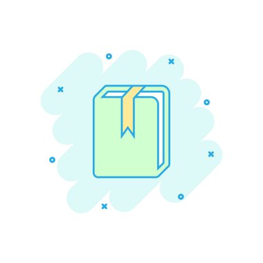 Vektör çizgi roman kitaplığı simgesi çizgi roman tarzında. Eğitim konsepti resimli resim. Kitap işi sıçrama etkisi konsepti.