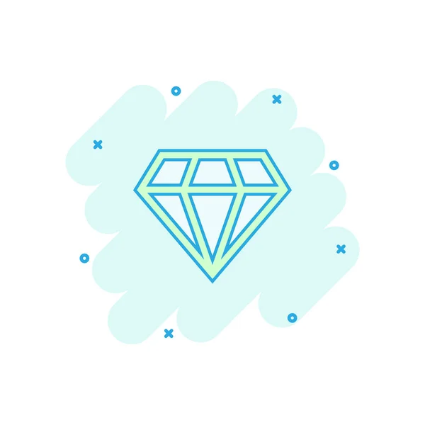 Vector Cartoon Diamant Juwel Edelstein Ikone Comic Stil Diamant Edelstein — Stockvektor