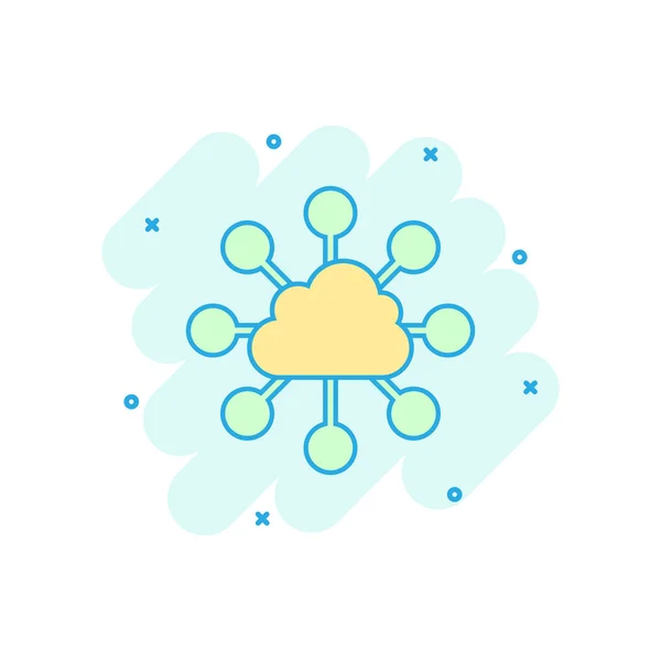 Icona Della Tecnologia Cloud Computing Vettoriale Stile Fumetto Pittogramma Illustrazione — Vettoriale Stock