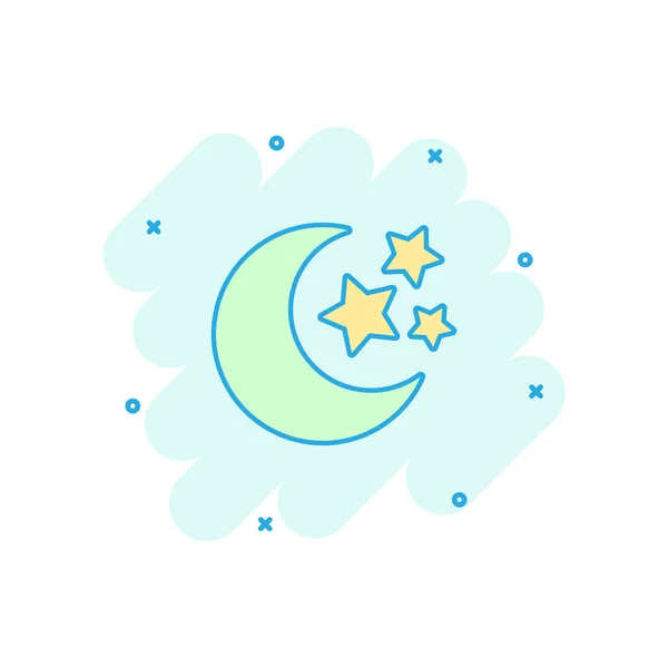 Vector Cartoon Nighttime Moon Stars Icon Comic Style Lunar Night — Stock Vector