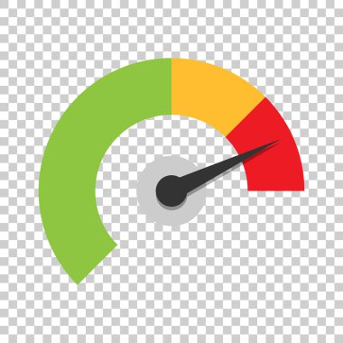 Meter dashboard icon in flat style. Credit score indicator level vector illustration on isolated background. Gauges with measure scale business concept. clipart