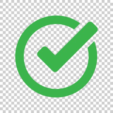 Onay işareti simgesini düz stil. Tamam, vektör illüstrasyon izole arka plan üzerinde kabul ediyorum. Kene iş kavramı.