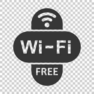 WiFi ücretsiz internet işareti simgesini düz stil. Wi-fi kablosuz teknoloji vektör illüstrasyon izole arka plan üzerinde. Ağ wifi ücretsiz iş kavramı.