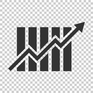 Düz stil büyüyen çubuk grafik simgesini. Ok vektör illüstrasyon izole arka plan üzerinde artırın. Infographic ilerleme iş kavramı.