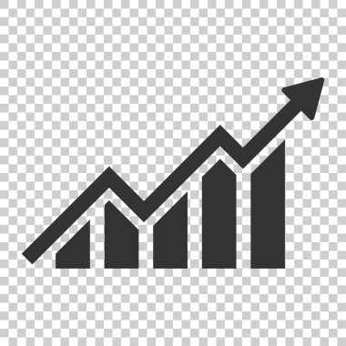 Düz stil büyüyen çubuk grafik simgesini. Ok vektör illüstrasyon izole arka plan üzerinde artırın. Infographic ilerleme iş kavramı.