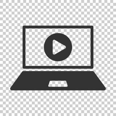 Çevrimiçi eğitim süreci simgesini düz stil. Webinar seminer vektör illüstrasyon izole arka plan üzerinde. E-öğrenme iş kavramı.