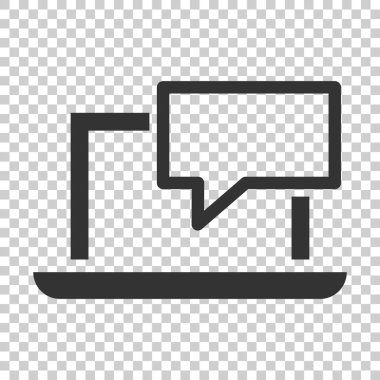 Çevrimiçi eğitim süreci simgesini düz stil. Webinar seminer vektör illüstrasyon izole arka plan üzerinde. E-öğrenme iş kavramı.