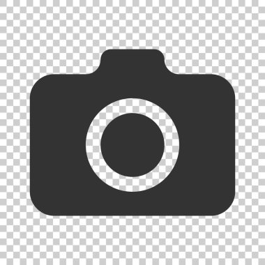 Fotoğraf kamera simgesi düz tarzı. Fotoğrafçı cam ekipman vektör illüstrasyon izole arka plan üzerinde. Kamera iş kavramı.