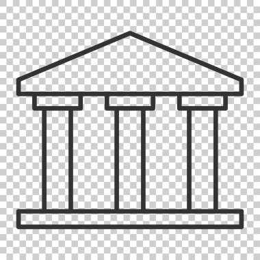 Banka düz stil simgesinde bina. Hükümet mimari vektör illüstrasyon izole arka plan üzerinde. Müze dış iş kavramı.