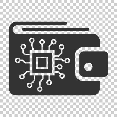 Düz stil Dijital Cüzdan simgesini. Kripto çanta vektör illüstrasyon izole arka plan üzerinde. Online finans, e-ticaret iş kavramı.