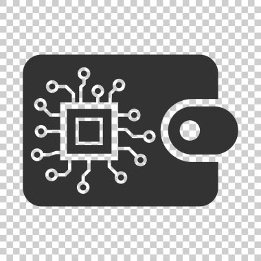 Düz stil Dijital Cüzdan simgesini. Kripto çanta vektör illüstrasyon izole arka plan üzerinde. Online finans, e-ticaret iş kavramı.