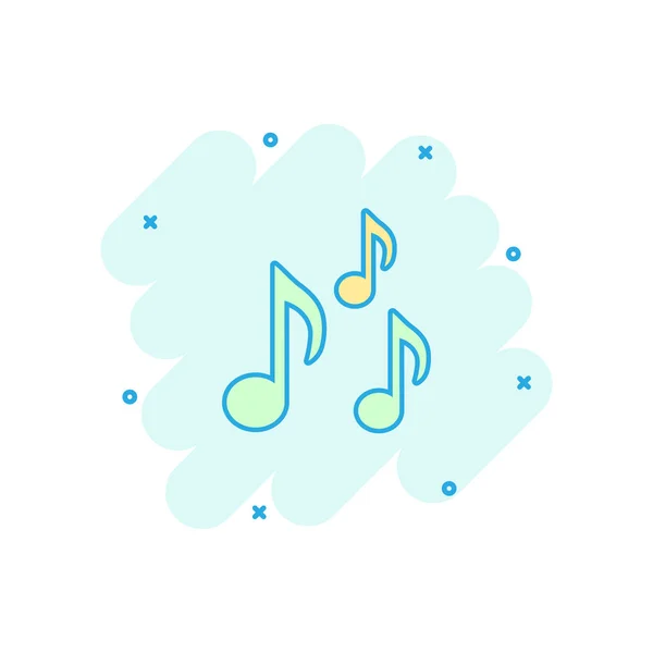 Icono Nota Música Dibujos Animados Vectorial Estilo Cómico Pictograma Ilustración — Vector de stock