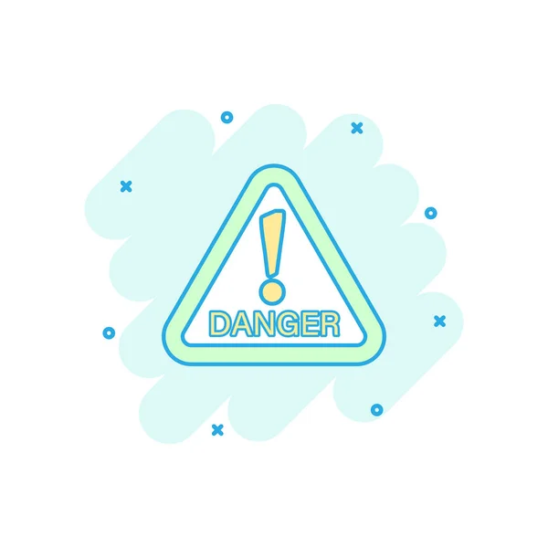 Ícone Perigo Desenho Animado Vetorial Estilo Cômico Atenção Signo Cautela —  Vetores de Stock