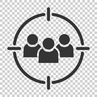 Hedef kitleye simgesini düz stil. İnsanlar vektör illüstrasyon izole arka plan üzerinde odaklanmaktadır. İnsan kaynakları iş kavramı.