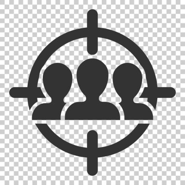 Hedef kitleye simgesini düz stil. İnsanlar vektör illüstrasyon izole arka plan üzerinde odaklanmaktadır. İnsan kaynakları iş kavramı.