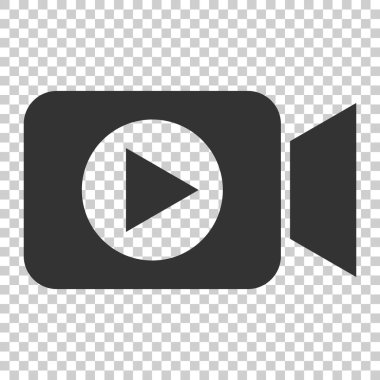Düz tarzı video kamera simgesi. Film oyun vektör illüstrasyon izole arka plan üzerinde. Video akış iş kavramı.