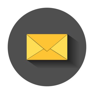 Düz stil posta zarf simgesi. E-posta iletisi vektör çizim uzun gölge ile. Posta kutusu e-posta iş kavramı.