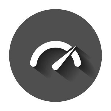 Ölçer gösterge paneli simgesini düz tarzı. Skor göstergesi düzey vektör çizim uzun gölge ile kredi. Ölçü ölçeği iş kavramı ile ölçü aygıtları.