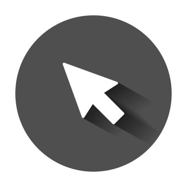 Bilgisayar fare imleç simgesi düz tarzı. Ok imleci vektör çizim uzun gölge ile. Fare amaç iş kavramı.