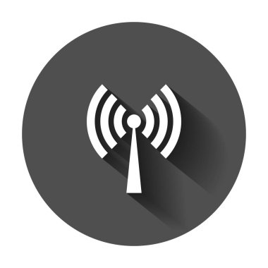 WiFi internet işareti simgesini düz stil. Wi-fi kablosuz teknoloji vektör çizim uzun gölge ile. Ağ wifi iş kavramı.