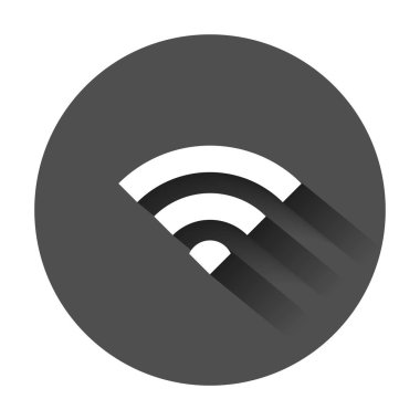 WiFi internet işareti simgesini düz stil. Wi-fi kablosuz teknoloji vektör çizim uzun gölge ile. Ağ wifi iş kavramı.