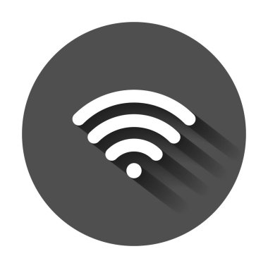WiFi internet işareti simgesini düz stil. Wi-fi kablosuz teknoloji vektör çizim uzun gölge ile. Ağ wifi iş kavramı.