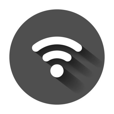 WiFi internet işareti simgesini düz stil. Wi-fi kablosuz teknoloji vektör çizim uzun gölge ile. Ağ wifi iş kavramı.