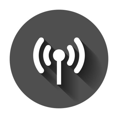 WiFi internet işareti simgesini düz stil. Wi-fi kablosuz teknoloji vektör çizim uzun gölge ile. Ağ wifi iş kavramı.