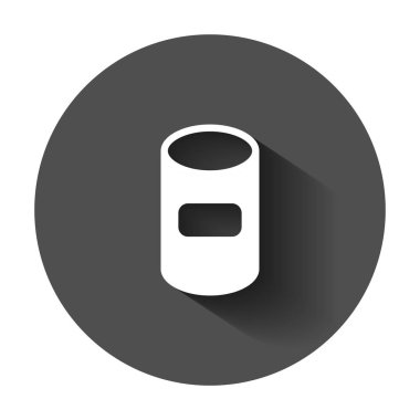 Çöp kutusu çöp simgesi düz tarzı. Çöp kovası vektör çizim uzun gölge ile. Çöp sepeti iş kavramı.