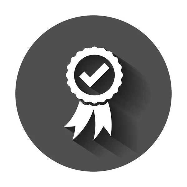 Icône Médaille Certificat Approuvée Style Plat Cochez Illustration Vectorielle Timbre — Image vectorielle