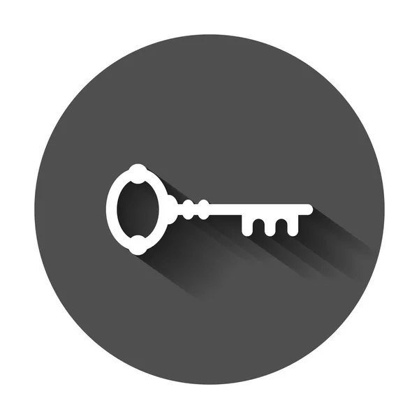 Sleutel Pictogram Vlakke Stijl Toegang Login Vectorillustratie Met Lange Schaduw — Stockvector