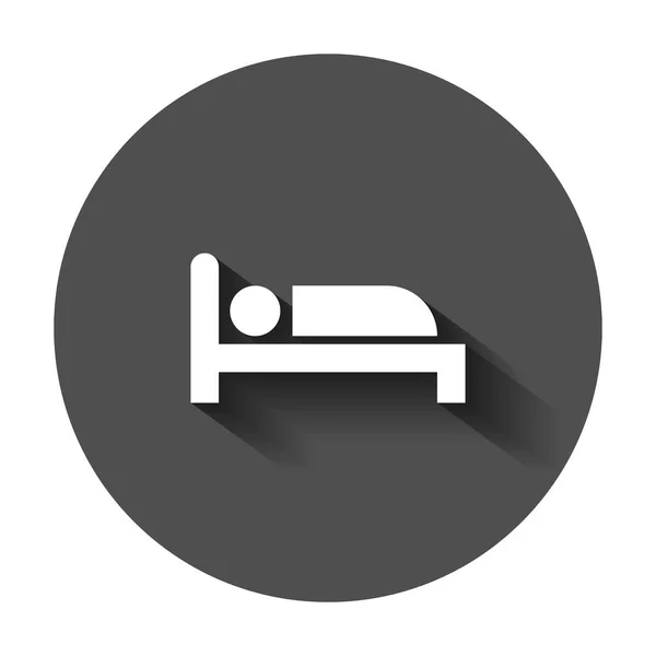 Піктограма Ліжка Плоскому Стилі Спальня Сну Векторні Ілюстрації Довгою Тінь — стоковий вектор