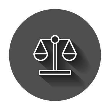 Ölçek karşılaştırma simgesini düz stil. Denge ağırlığı vektör çizim uzun gölge ile. Ölçek karşılaştırmak iş kavramı.