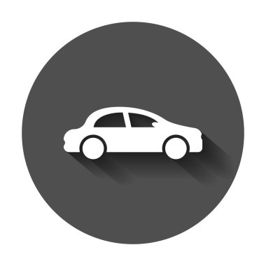 Düz stil araba simgesini. Otomobil araba vektör çizim uzun gölge ile. Otomatik iş kavramı.